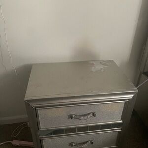 Silver Mirrored Nightstand